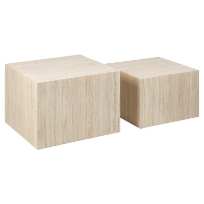 Afbeelding van Salontafel Lima Set van 2 Beige MDF Giga Living