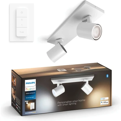 Afbeelding van Philips Hue Runner opbouwspot warm tot koelwit licht 2 spots wit 1 dimmer switch GU10
