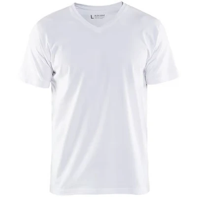 Image de T Shirt col en V blanc