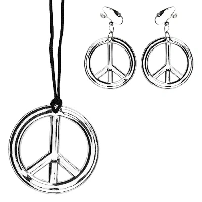 Afbeelding van Boland Set Peace Volwassenen Vrouwen Hippie 60&#039;s &amp; 70&#039;s Flower Power