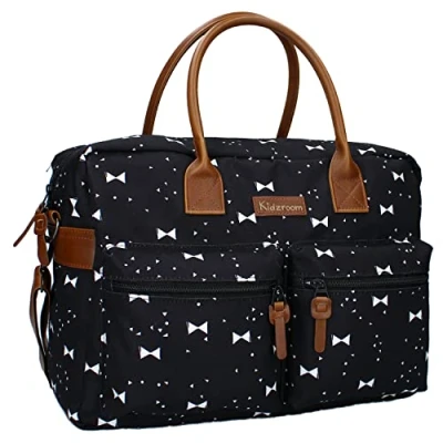 Afbeelding van Kidzroom Luiertas Black &amp; White/Bows 8712645250048
