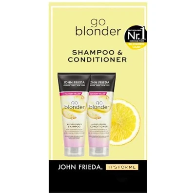 Afbeelding van John Frieda Go Blonder Set shampoo, 250 ml &amp; conditioner, haartype: blond, blond wordt geleidelijk lichter