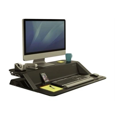 Image de Fellowes Lotus Sit Stand Workstation Pied Waterfall pour écran LCD/équipement PC acier noir