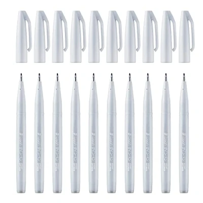 Afbeelding van Pentel Arts Brush Sign Pen SES15C N2X Penseelstift, lichtgrijs, 10 stuks