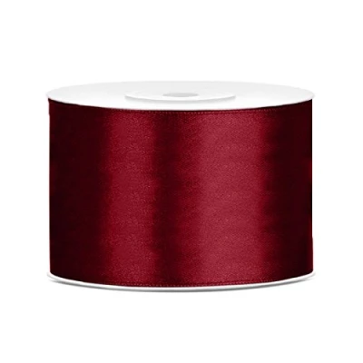Afbeelding van Satijn Lint Bordeaux Rood 50mm 25m