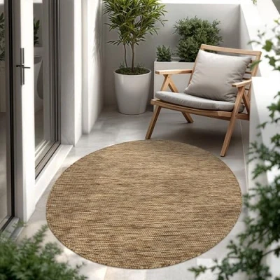 Afbeelding van Paco Home In &amp; Outdoor Balkon Terras Keukenvloerkleed Eenkleurig Gemêleerd Patroon 200 cm Rund