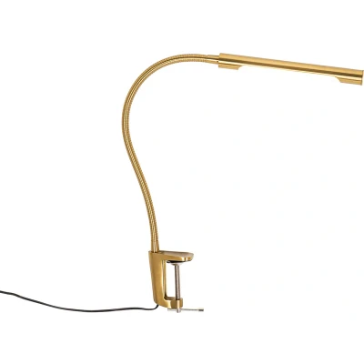 Afbeelding van QAZQA Klem bureaulamp messing incl. LED met touch dimmer Lionard