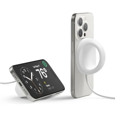 Afbeelding van elago Grip houder compatibel met MagSafe oplader, siliconen houder, iPhone 15, 14, 13, 12 [oplaadkabel niet inbegrepen] (wit)