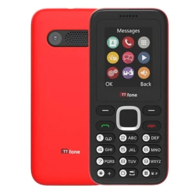 Afbeelding van TTfone TT150 Basic mobiele telefoon, ontgrendeld, met Bluetooth, batterij lange levensduur, dubbele simkaart camera en spel, eenvoudig te bedienen, robuust licht (rood)