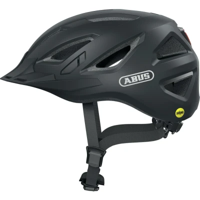 Afbeelding van ABUS Urban I 3.0 MIPS Fietshelm met schokbescherming, achterlicht, klep en magneetsluiting, voor dames heren, matzwart, maat S