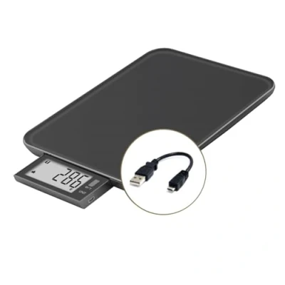Afbeelding van LITTLE BALANCE 8580 Slide 10 Black USB R, keukenweegschaal zonder batterij, herbruikbaar, kg, zwart
