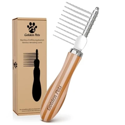 Afbeelding van Golden Pets Ontwarrende kam, borstel voor honden en katten met middellange tot lange haren, kleine grote dieren, afgeronde tanden, gratis onderhoudsinstructies