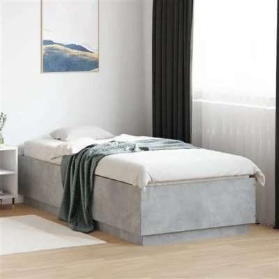 Afbeelding van vidaXL Bedframe met LED verlichting bewerkt hout betongrijs 90x200 cm