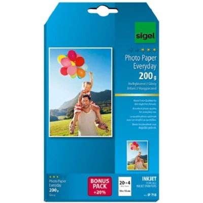 Afbeelding van inkjetfotopapier Everyday plus 10x15 wit 200gr glans 20 4 vel