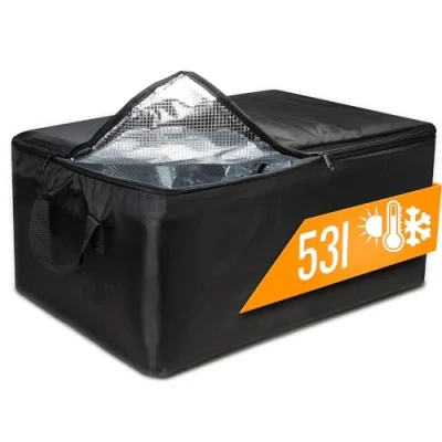 Afbeelding van Grote koeltas, thermotas, opvouwbare koelbox, levertas voor het warm houden van eten, tas met koelfunctie, 57 x 37 25 cm (zwart)