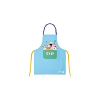 Afbeelding van Chefclub Network Kids Keukenschort voor kinderen accessoires gebak katoen eenheidsmaat 4 10 jaar kleur Blauw figuren kinderen,