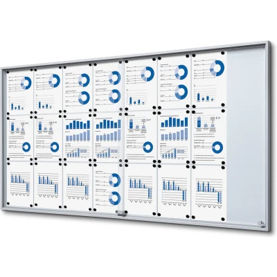 Afbeelding van Vergrendelbaar Notitiebord met Schuifdeuren Slim 24x A4 Syna SCSLG24XA4 Horeca &amp; Professioneel