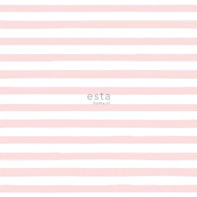 Afbeelding van ESTAhome behang geschilderde strepen licht roze en wit 138969 0,53 x 10,05 m