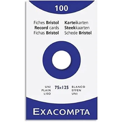 Afbeelding van Exacompta 13301E Etui met 100 indexkaarten, wit, 75/125