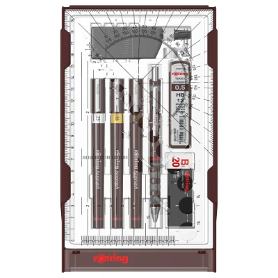 Afbeelding van Rotring College Set Van 9 Isograph 0,25 Mm/ 0,35 0,5 Mm Tekenpen