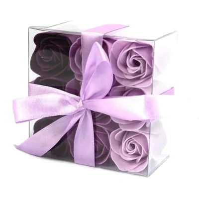 Afbeelding van Zeep Bloemen Paarse Rozen 9 stuks Cadeauverpakking