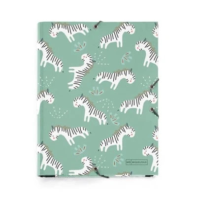 Afbeelding van Miquelrius Vouwmap A5, 185 x 245 20 mm, hard karton, elastische sluiting, Zebra collectie