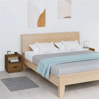 Afbeelding van Nachtkastjes 2 st 40x34x45 cm massief grenenhout honingbruin