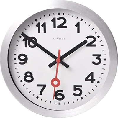 Afbeelding van Nextime Ne 3998Ar Wandklok Dia. 19 Cm, Geborsteld Aluminium, &#039;Station&#039;