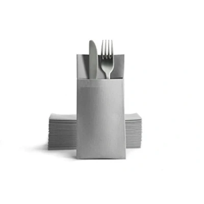 Afbeelding van Alvotex CHIC Airlaid 50 stuks bestekservetten, stoflook, wegwerpservetten, premium kwaliteit, 39 x 40 cm, grijs