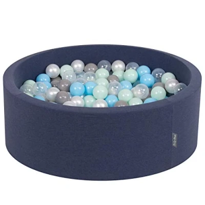 Afbeelding van KiddyMoon 90 x 30 cm/300 ballen met een diameter van 7 cm, rond ballenbad voor baby&#039;s, donkerblauw: parel/grijs/transparant/babyblauw/mint