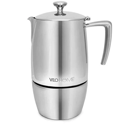 Afbeelding van Espressomaker VeoHome 500ml RVS Percolator inductie Moka pot 10 kops Robuuste, Compatibel met Alle Kookplaten