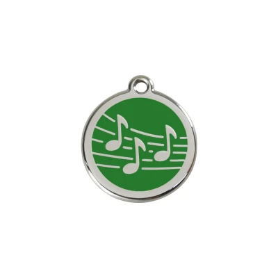 Afbeelding van Music Green roestvrijstalen hondenpenning small/klein dia. 2 cm RedDingo