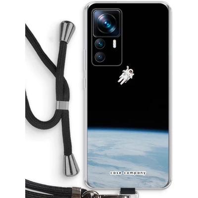 Afbeelding van Case Company® hoesje met Koord geschikt voor Xiaomi 12T Alone in Space Telefoonhoesje Zwart Bescherming aan alle Kanten en Over de Schermrand