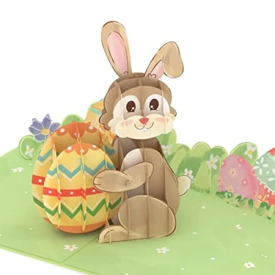Afbeelding van papercrush® Paashaas pop upkaart met kleurrijk paasei, grappige 3D paaskaart als geldgeschenk of cadeaubon voor kinderen, speciale up kaart envelop