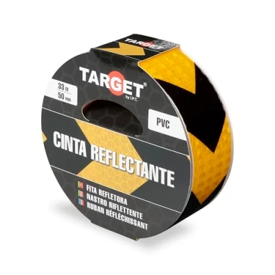 Afbeelding van TARGET Reflecterende plakband, waarschuwing, signalering, hoge zichtbaarheid, gevaar, veiligheid (gele en zwarte punten, 33 m x 50 mm)