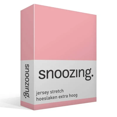 Afbeelding van Snoozing Jersey Stretch Hoeslaken Extra Hoog Tweepersoons 120/130x200/220 cm Roze