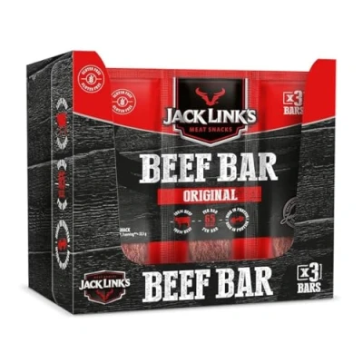 Image de Jack Links Lot de 30 barres protéinées au bœuf x 22,5 g Barre protéinée faible en glucides énergétique Snack pour les déplacements et la salle sport