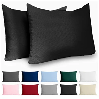 Afbeelding van Kussensloop, 40 x 60 cm, versterkt katoen, 2 stuks, zwart, dicht geweven, 57 draden/cm², kussensloop Oeko Tex gecertificeerd