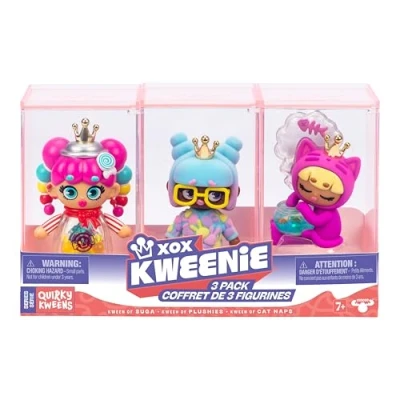 Afbeelding van XOX KWEENIE Quirky Kweens Series Set van 3 hoogwaardige figuren en vitrines 10 cm hoog Elke Kween is uniek