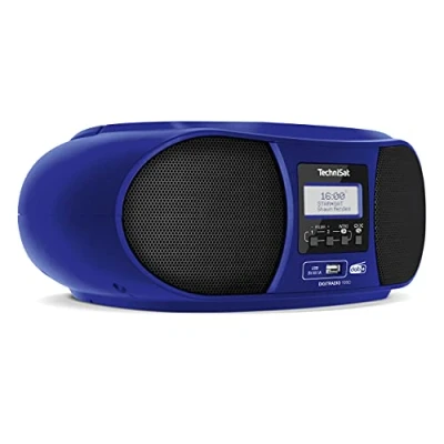 Afbeelding van TechniSat DIGITRADIO 1990 Radio/CD speler DAB+, VHF (FM) AUX, Bluetooth, CD, USB Acculaadfunctie, Wekfunctie Blauw