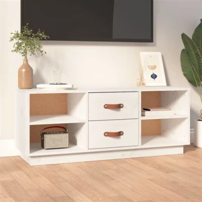 Afbeelding van Tv meubel 100x34x40 cm massief grenenhout wit