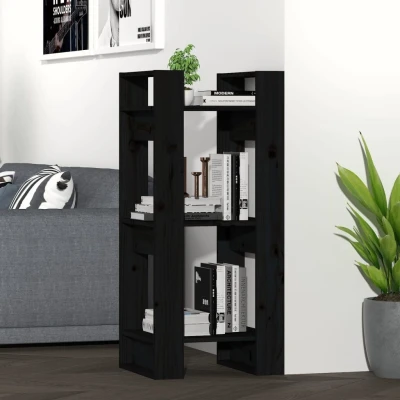Afbeelding van Boekenkast/kamerscherm 41x35x91 cm massief grenenhout zwart