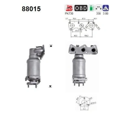 Afbeelding van Katalysator AS 88015, voor o.a. VW, SKODA, SEAT