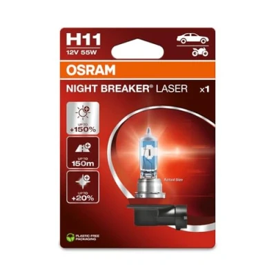 Image de 1 ampoule halogène osram night breaker laser h11 12v