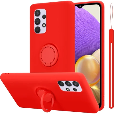 Afbeelding van Cadorabo Hoesje geschikt voor Samsung Galaxy A33 5G in LIQUID ROOD Beschermhoes van flexibel TPU silicone Case Cover met ring