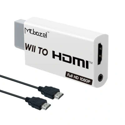 Afbeelding van Mcbazel Wii HDMI Adapter with 1.5M Cable 1080P, Video Audio Signal Converter 1080P Full HD 3.5mm Stereo Jack for Console Monitor HDTV Projector