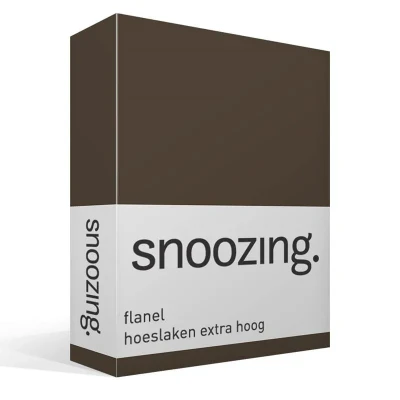 Afbeelding van Snoozing Flanel Hoeslaken Extra Hoog Eenpersoons 80/90x200 cm Bruin