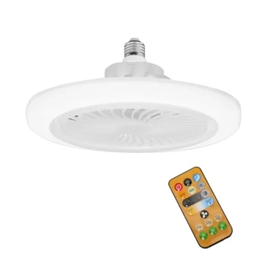 Afbeelding van UOEONR Plafondventilatorlamp, E27, plafondventilator, plafondventilator met lamp afstandsbediening, 3 snelheden, dimbaar, led, voor slaapkamer, woonkamer (wit)