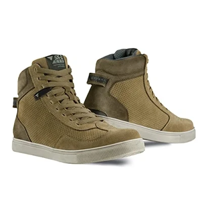 Image de SHIMA SX 2 EVO Chaussure Moto Homme Botte Hommes Cuir, Renforcées, avec Soutien de la Cheville, Semelle Antidérapante, Coussinet Protection (Marron, 42)