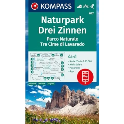 Afbeelding van KOMPASS Wanderkarte 047 Naturpark Drei Zinnen, Parco Naturale Tre Cime di Lavaredo 1:25.000